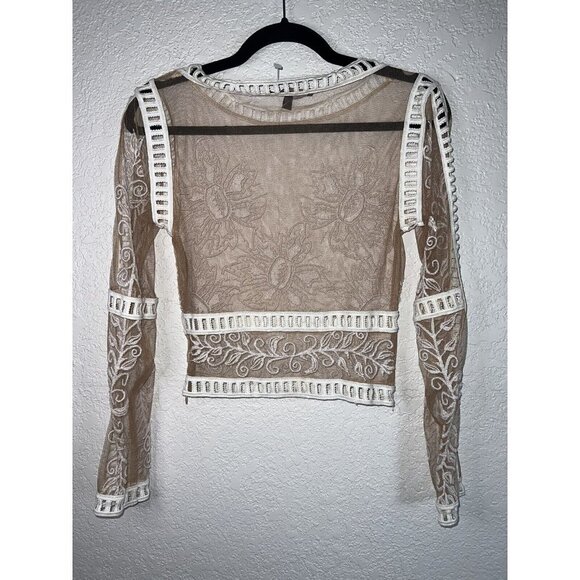 RARE FOR LOVE AND LEMONS DESERT NIGHTS MESH CROP TOP Size Small NEW White V - Picture 10 of 11